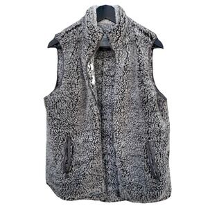 Thread & Supply Vest Womens Large Gray Fluffy Fleece Full Zip Pockets Outdoor